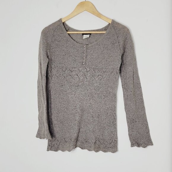 Lineamaglia Gray Brown Wool Alpaca Blend Lightweight Long-Sleeve Knit Italy Med - Picture 1 of 11